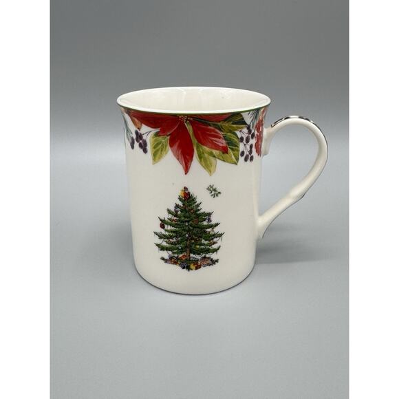 Spode Christmas Tree Coffee Mug Flower Wreath Garland Trim - Picture 2 of 6